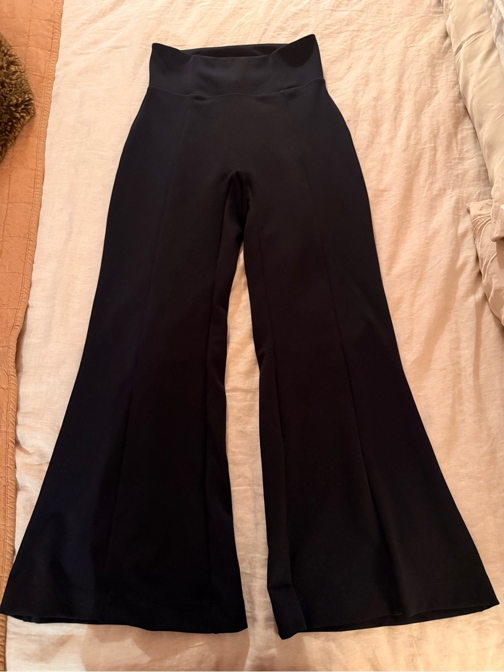 girlfriend collective Black High-Rise Wide-Leg Ponte Pants